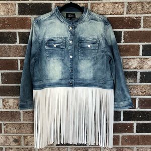 Boutique Luii Fringed Denim Jacket New With Tags